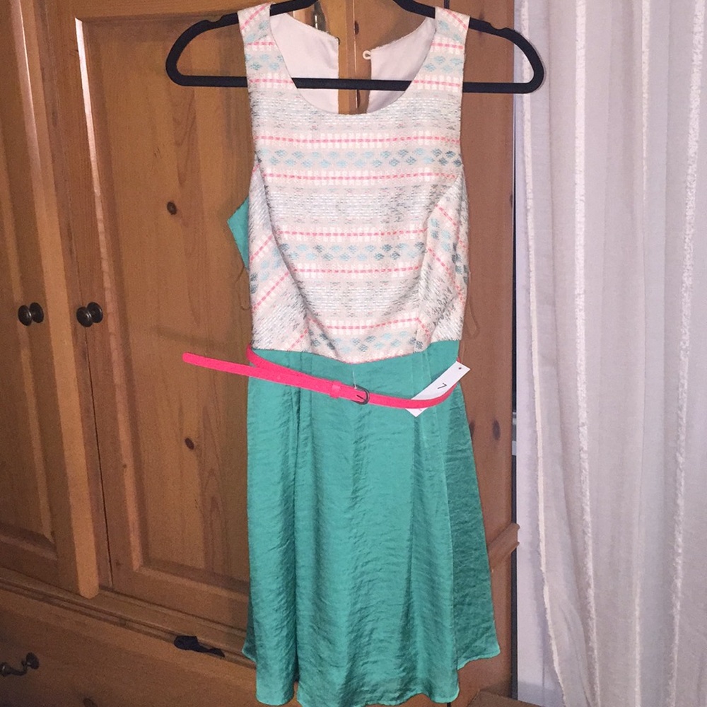Teal and pink dress